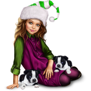 christmas_elf_girl_with_boston_terrier_puppy 36