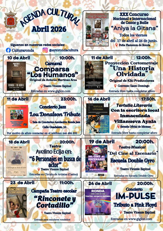 Agenda cultural de Ronda - Abril 2026