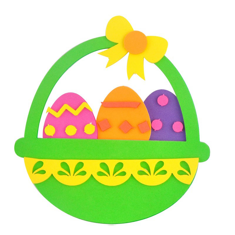 5-Pack Green Easter egg Easter EVA Craft Basket Kit – DIY Creative Art & Craft Supplies for Kids, Perfect for Parent-Child Activities and Holiday Decorations