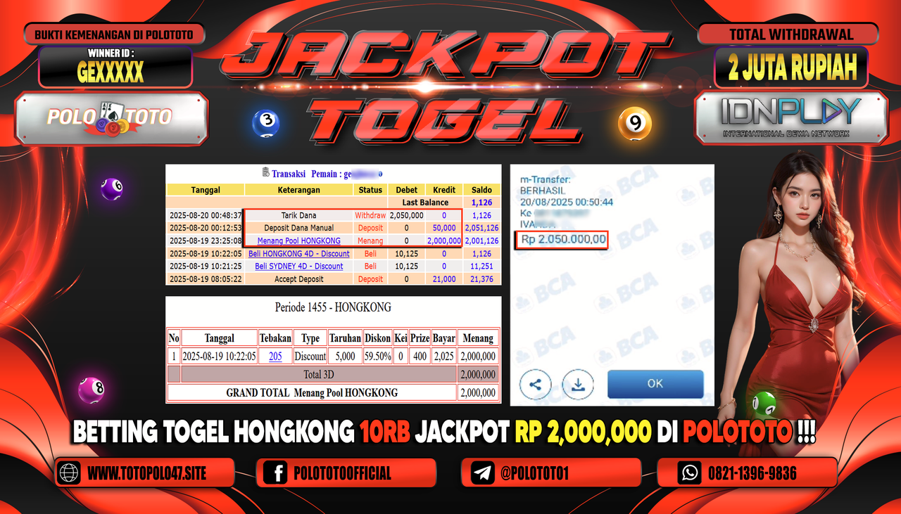 POLOTOTO JACKPOT TOGEL HONGKONG LOTTO Rp.2.050.000,-