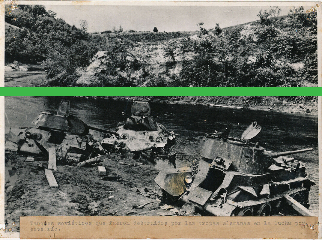 Zerstörte russische Panzer T34 - Russland - Wehrmacht - Foto