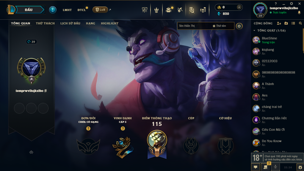 Acc LMHT # - Không Khung