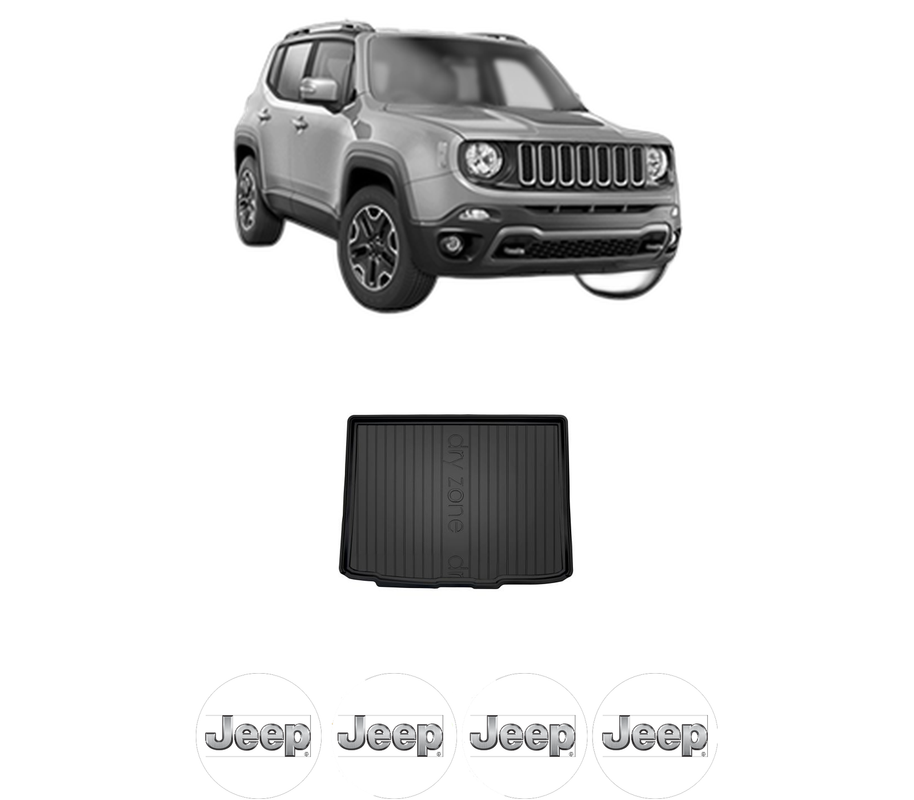 Tavita Portbagaj JEEP RENEGADE SUV (BU, B1, BV) din 2014-2022, Protectie Portbagaj Auto, 4x Stickere auto cu JEEP