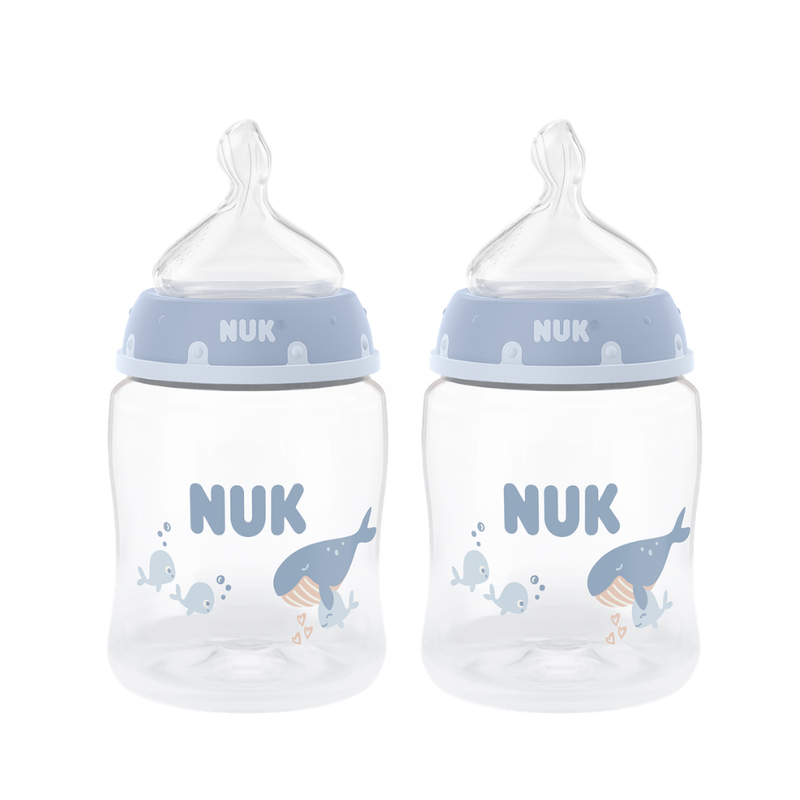 6009544213802 NUK FIRST CHOICE TWIN PACK BOTTLE 150ML MEDIUM WHALE