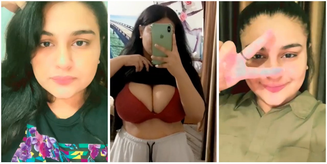 Horney chubby tanker showing her huge boobs on video call