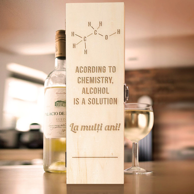 Cutie de vin gravată - Alcohol