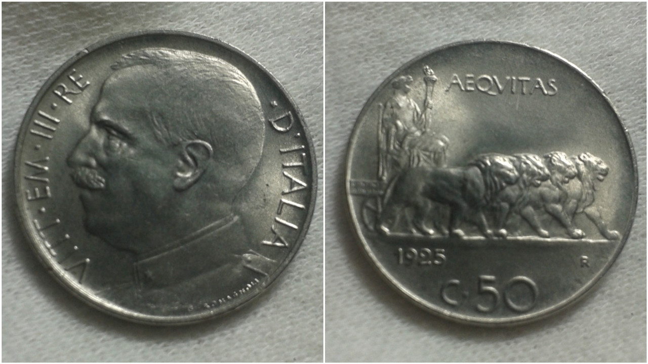 Centesimi - 50 centesimi de 1925. Benito Mussolini (digo V.M. III) Polish-20200329-001941045