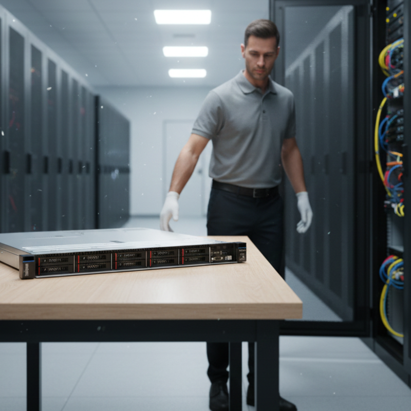 Interior do servidor Lenovo com memórias DDR5