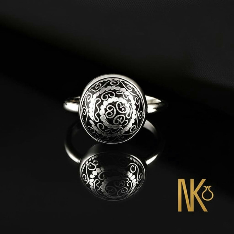 Minankari Ring Night Ornament, Handmade Sterling Silver, Artisan from Tbilisi - handmade cloisonne enamel