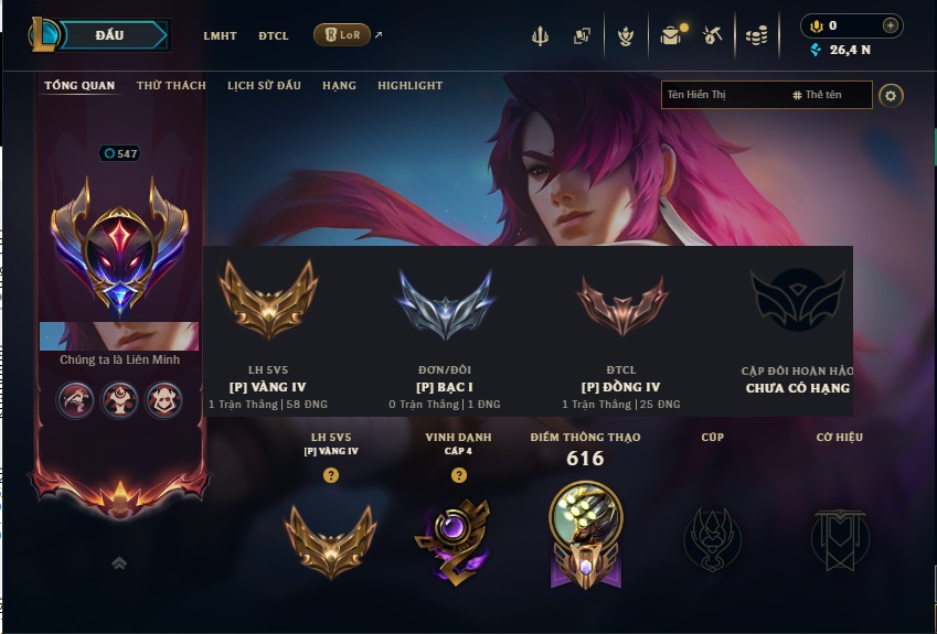 Acc LMHT # - Không Khung