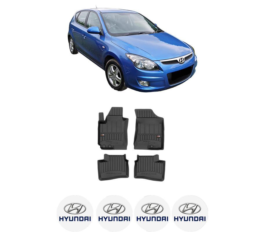 Set covorase presuri HYUNDAI i30 (FD) din 2007-2011, auto, din cauciuc thermoplastic, 4 Stickere auto cu HYUNDAI