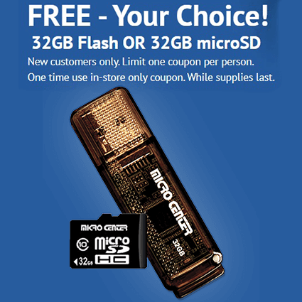 Exclusive Offer: Score a FREE 32GB Flash or microSD at Micro Center Stores!