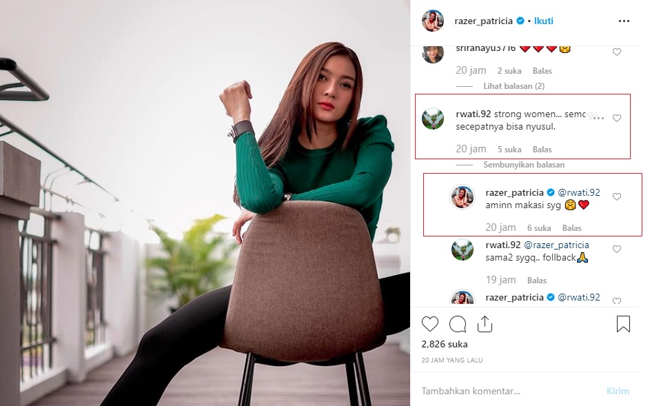 Netizen mendoakan agar Patricia razer cepat menyusul 