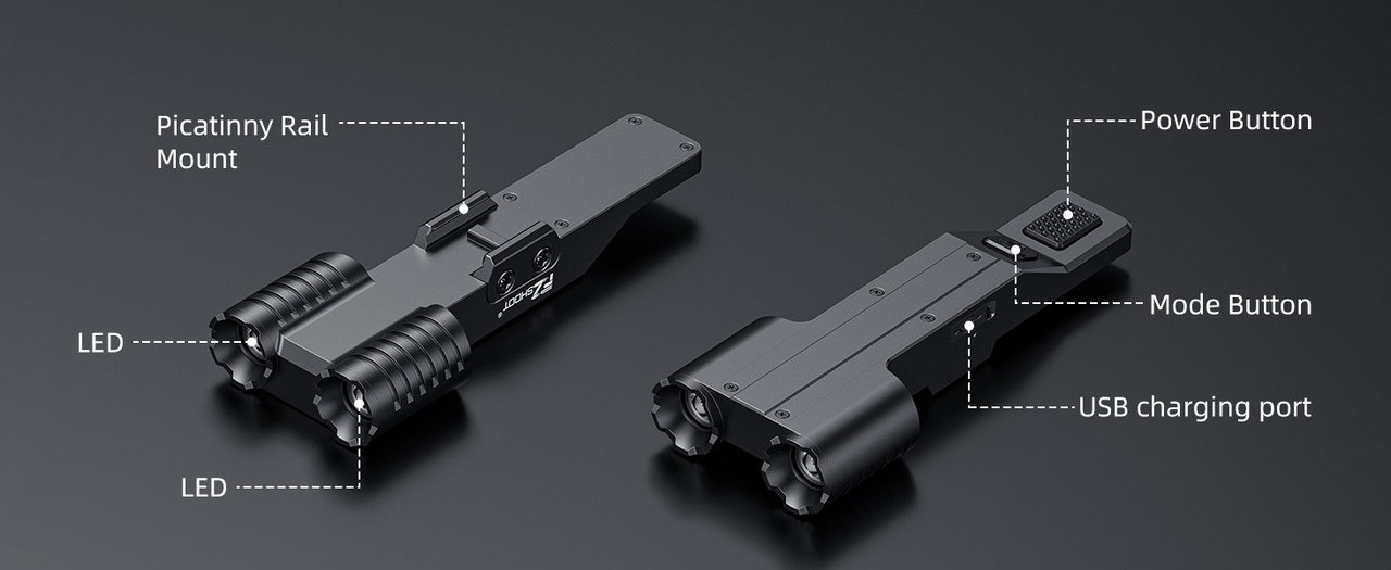 EZSHOOT dual LED rifle light mounted side profile