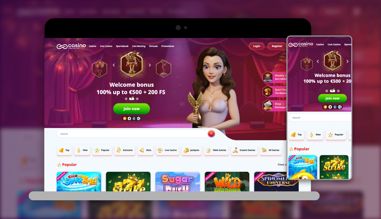 Infinity Casino mobilni aplikace a hrani na telefonu