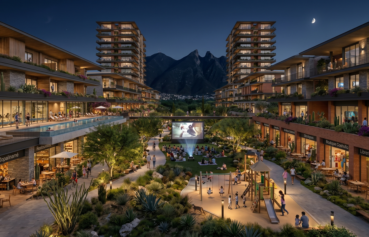 Desarrollo residencial con vegetación