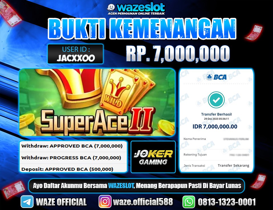 BUKTI KEMENANGAN 29 DESEMBER 2025 GAME SUPER ACE 2 (JOKER GAMING)