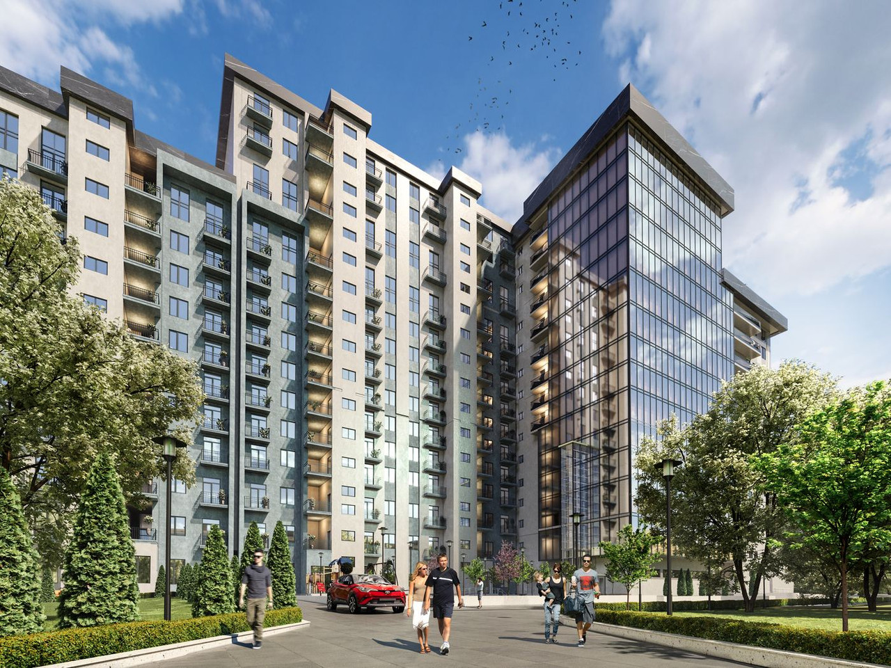 Пешеходная аллея на территории комплекса