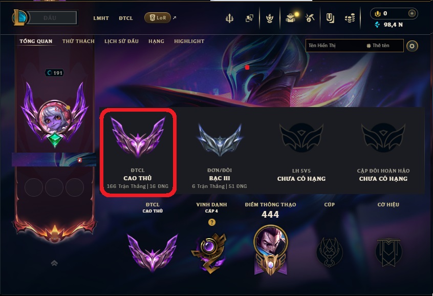 Acc LMHT # - Không Khung