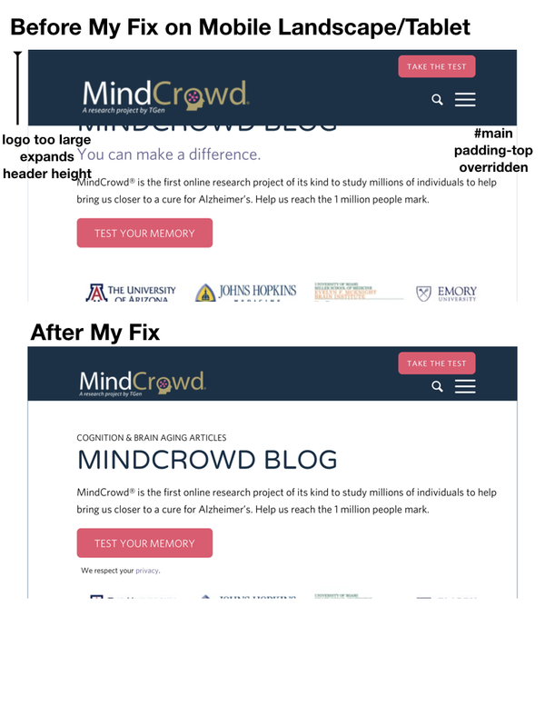 This is the before and after my fix on Page