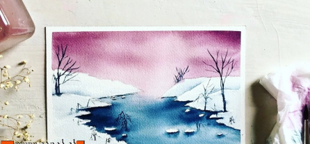 Watercolor Winter Landscape