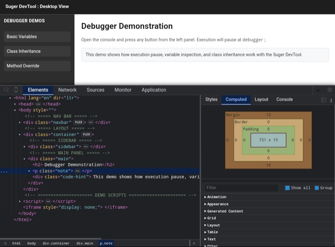 Suger Devtool Preview