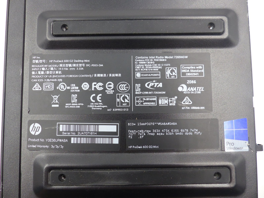 HP PRODESK 600 G2 DESKTOP MINI PC 256GB/16GB INTEL CORE I7 HP PRODESK 600 G2 DESKTOP MINI PC 256GB/16GB INTEL CORE I7