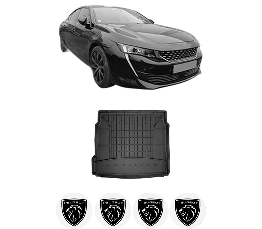Tavita Portbagaj PEUGEOT 508 II (FB_, FH_, F3_) din 2018, Protectie Portbagaj Auto, 4x Stickere auto cu PEUGEOT