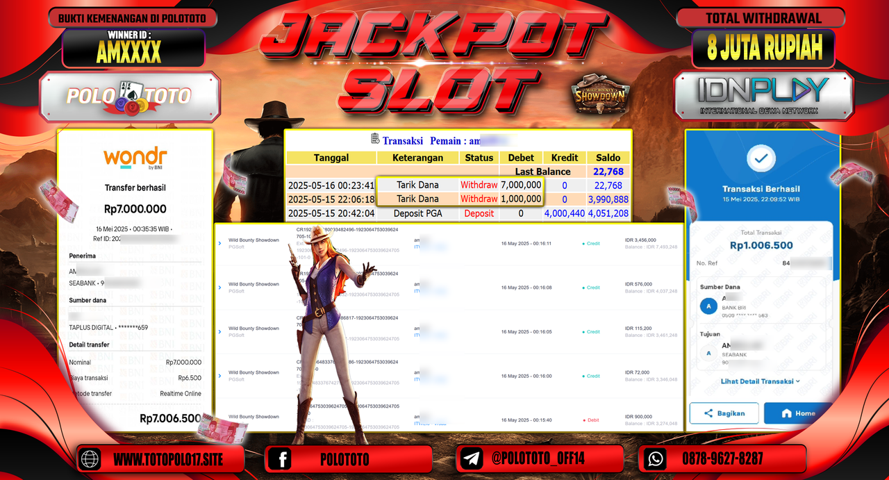 POLOTOTO JACKPOT SLOT WILD BOUNTY SHOWDOWN Rp.8.000.000,-
