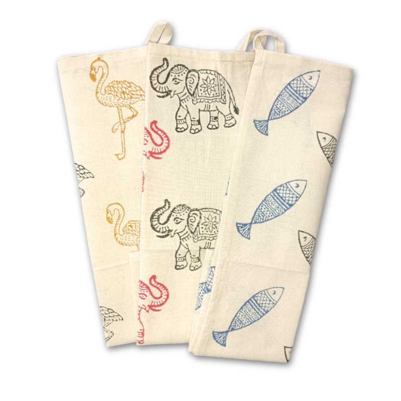 Eco-Friendly Handblock Printed Kitchen Napkins – Set of 3 Pattern 7