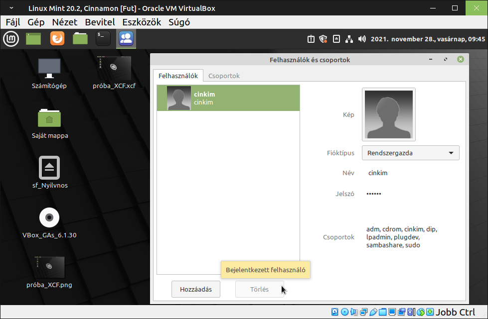 Felhasználók és csoportok - sudo (Rendszergazda)_01