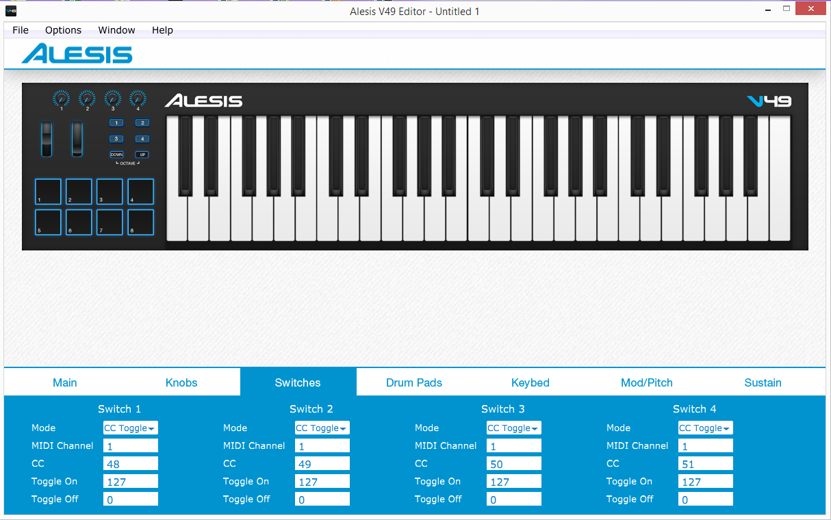 Alesis V49 Play/Stop and Rec buttons | Forum