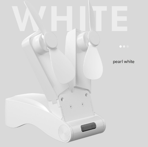 Supplier reference image for White Creative Dual-Head Folding Handheld Fan - USB Rechargeable, 3-Speed
