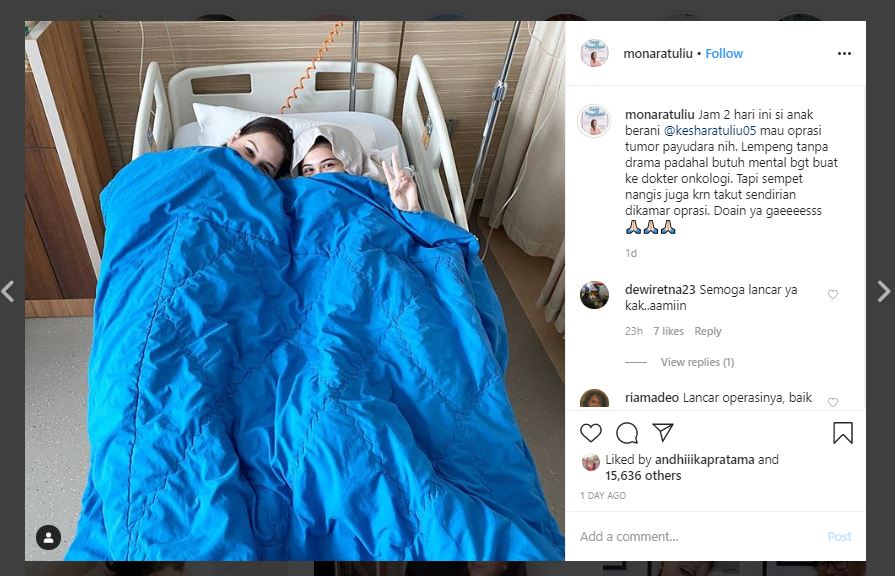 Unggahan foto di akun Instagram pribadi Mona Ratuliu