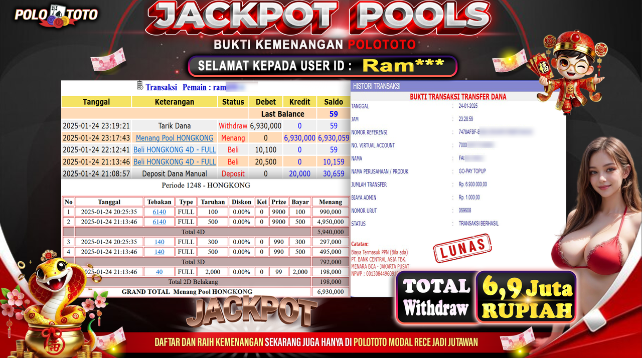POLOTOTO JACKPOT TOGEL PASARAN HONGKONG Rp.6,900.000,- 