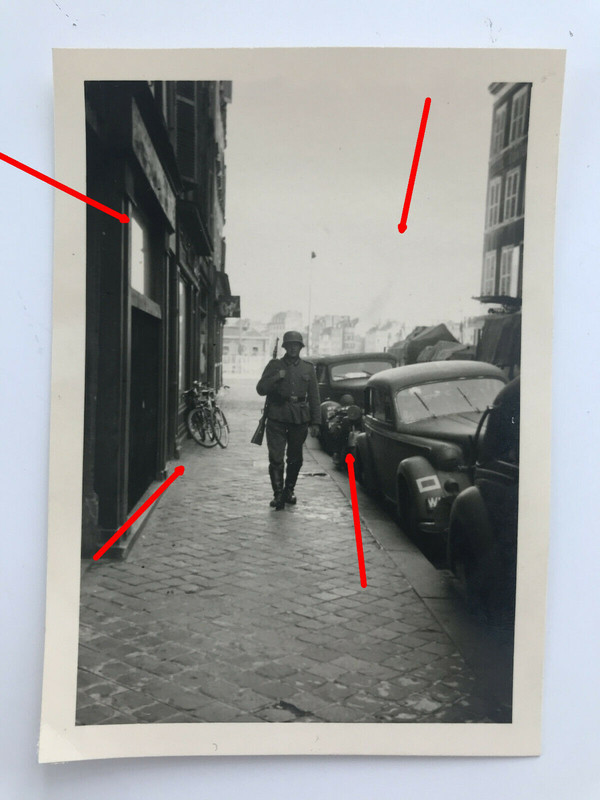 Foto Frankreich, Straße in Le Havre Normandie, Soldat, PKW, Furhpark Wehrmacht
