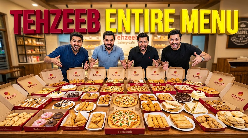 AI-generated example result for the youtube-thumbnail prompt: Food & Street Food – "TEHZEEB / ENTIRE MENU" | Street Food Challenge Youtube Thumbnail AI YouTube Thumbnail Prompt