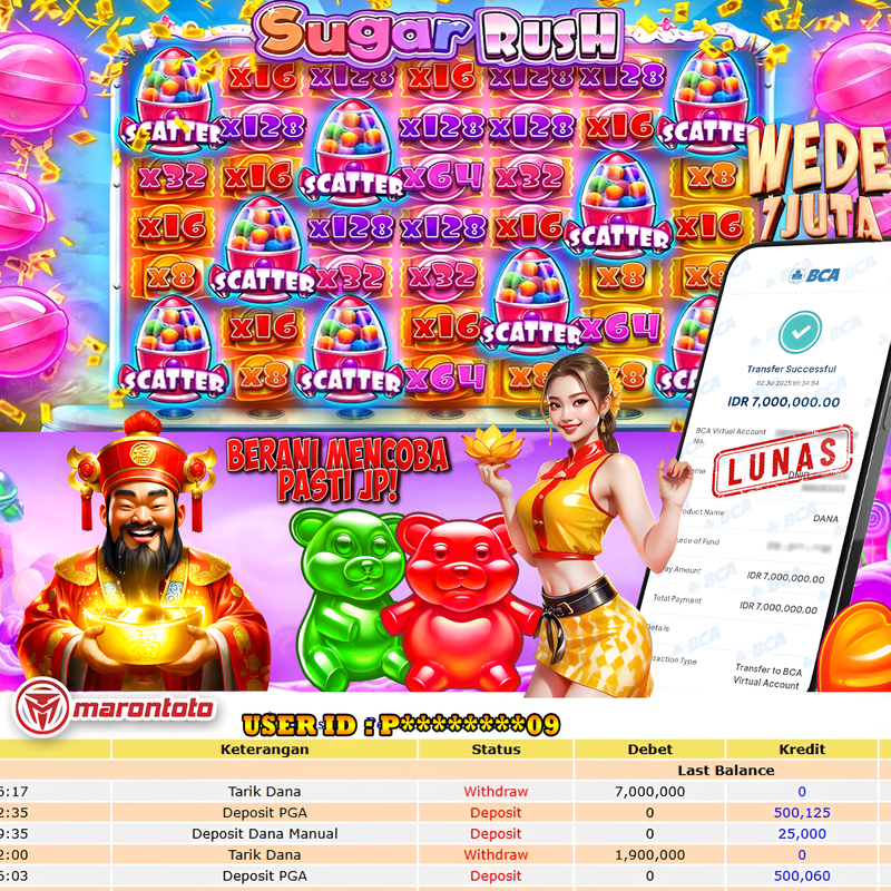 Bukti Kemenangan Member Marontoto Sebesar 7,000,000 JuTa