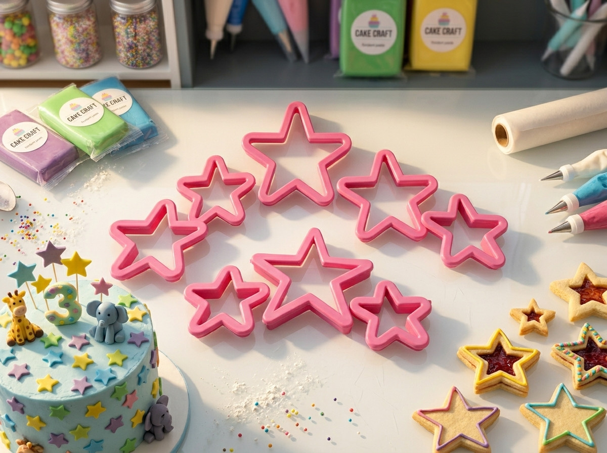 Set cortador de estrellas para tortas fondant o porcelana fria 