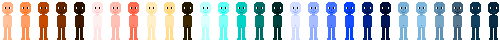 no arms, mostly blue skin tones, large