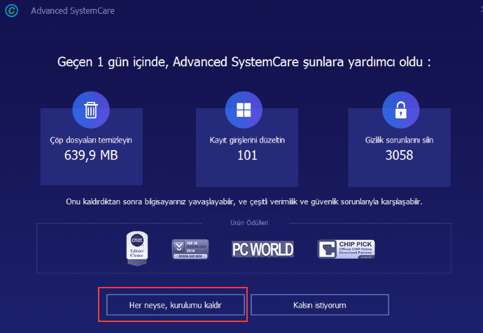 Advanced SystemCare kaldırma