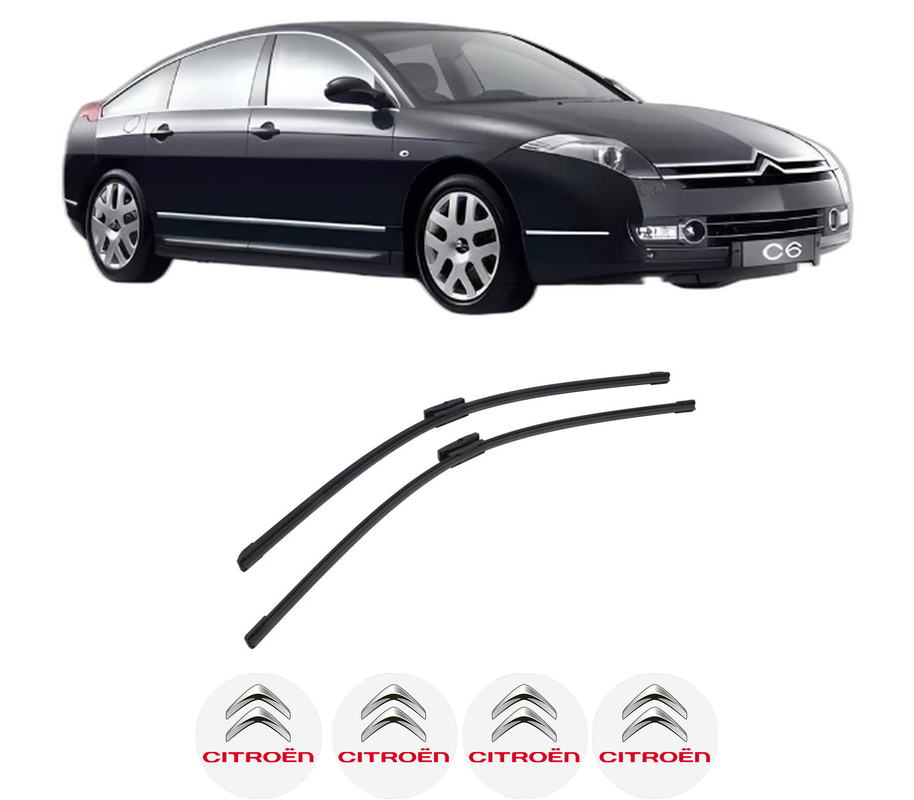 Set stergatoare auto CITROEN C6 (TD_) din 2005-2012, pentru parbriz auto, 2 bucati, Bosch Aerotwin, din cauciuc siliconat rezistent, 4 Stickere Auto CITROEN