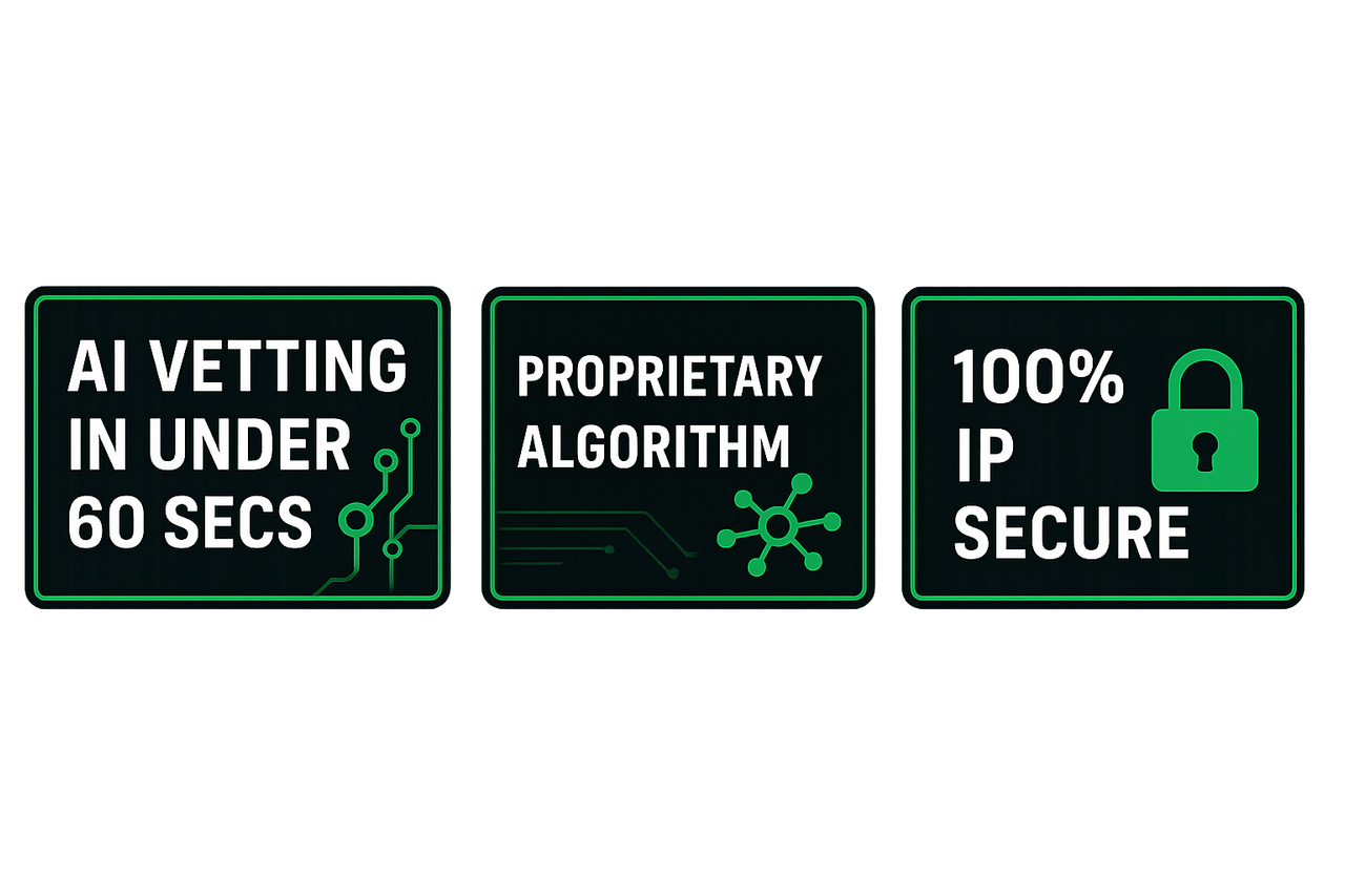 Infographic: Green Eye Visions Script Doctor and V-Score AI IP De-Risking System.