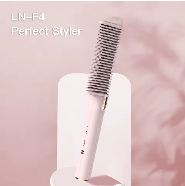 2 in 1 Hair Curler and Straightener Ionic Hair Straightening Comb Brush