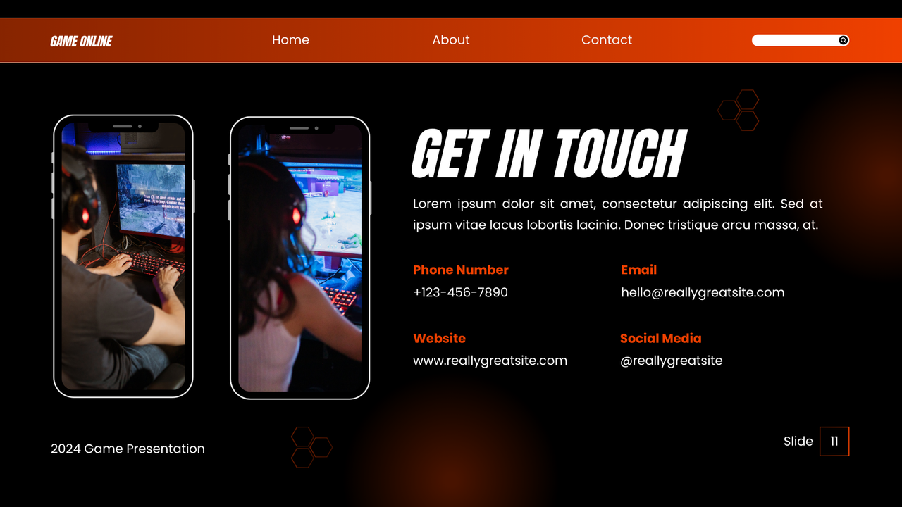 Orange and Black Gradient Bold Game Presentation