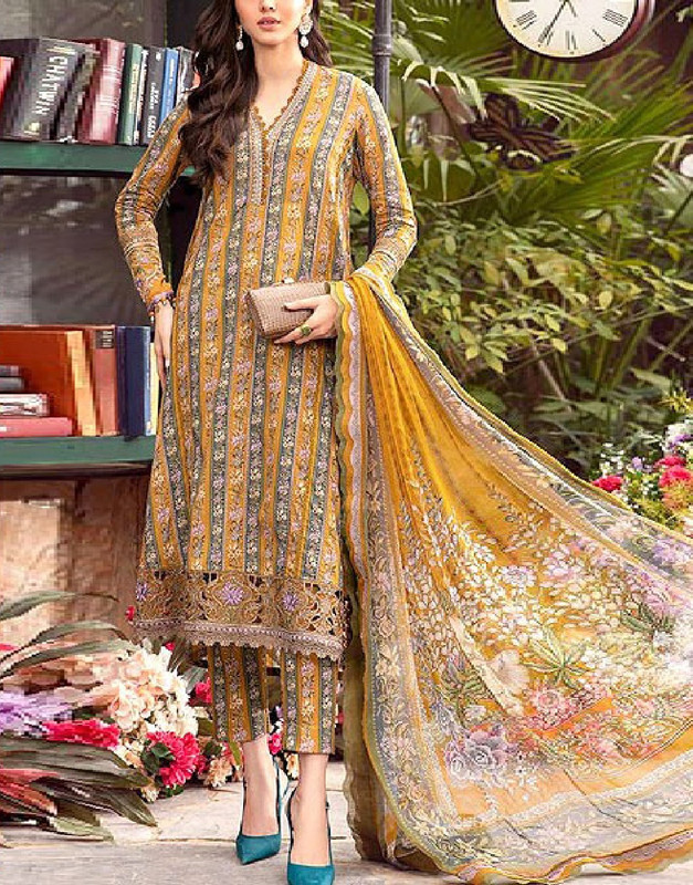 All-Over Print Embroidered Lawn Dress 3-Pc | Printed Chiffon Dupatta