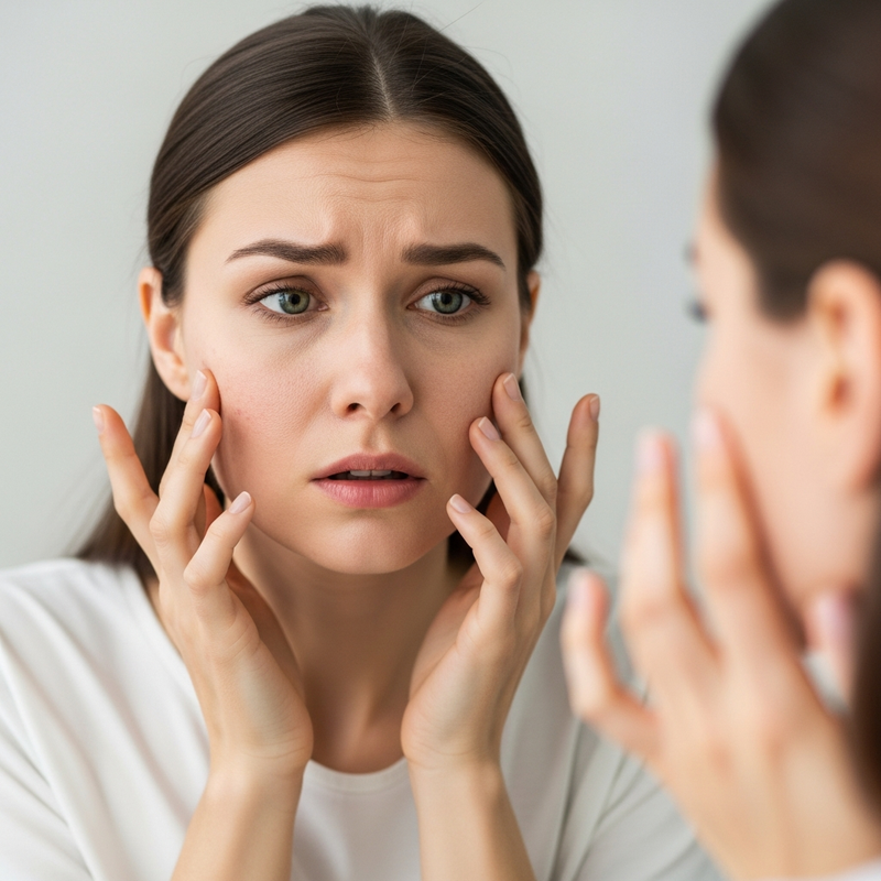 Mulher insatisfeita com a pele