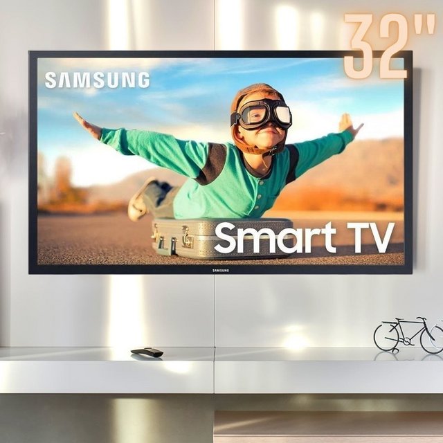 Smart TV LED 32” HD Samsung T4300 HDR Wi-Fi Tizen Dolby Digital Plus 2 HDMI 1 USB Preta 2020