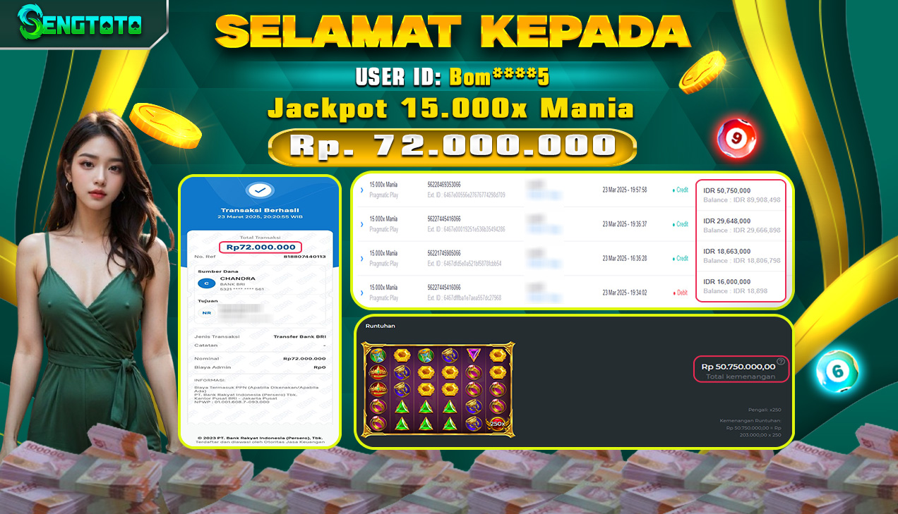 BUKTI PEMBAYARAN SLOT 15.000X MANIA