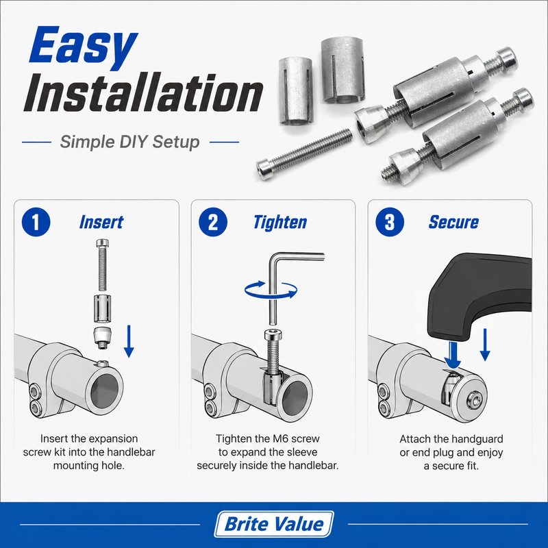Motorcycle expansion screw measurements and specifications